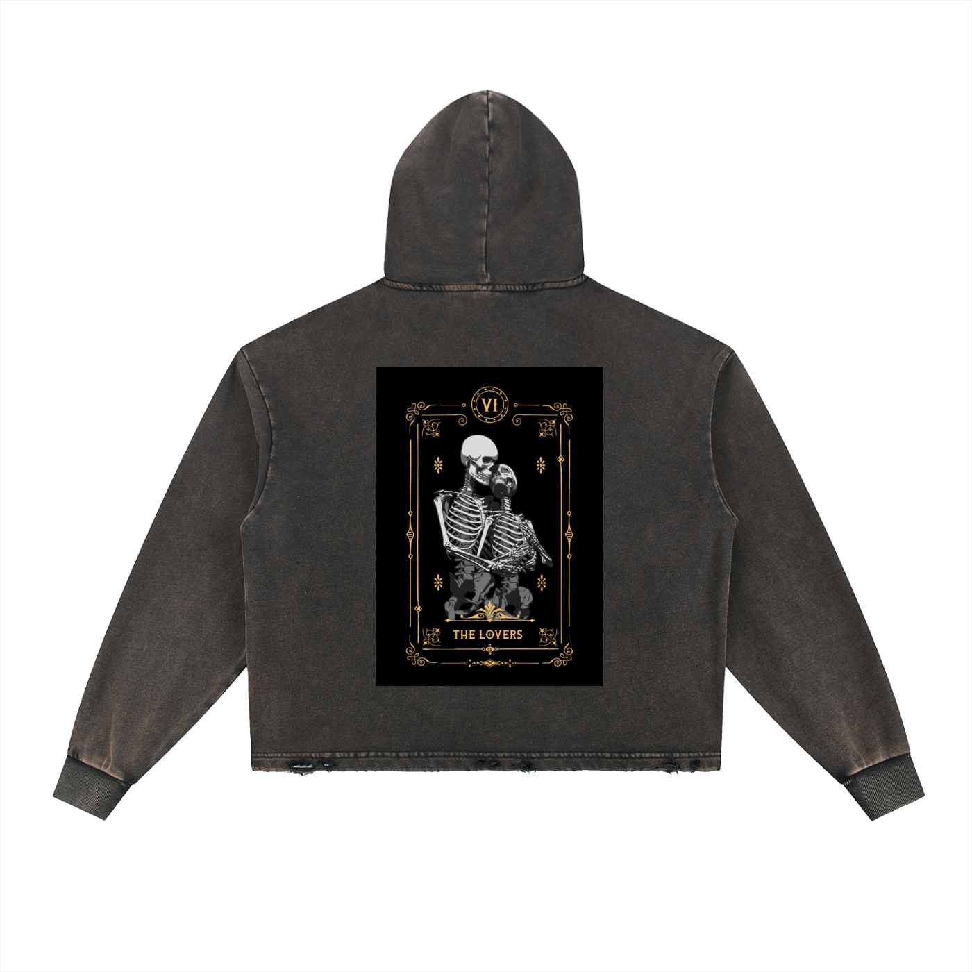 Vintage Washed Frayed-Hem Hoodie