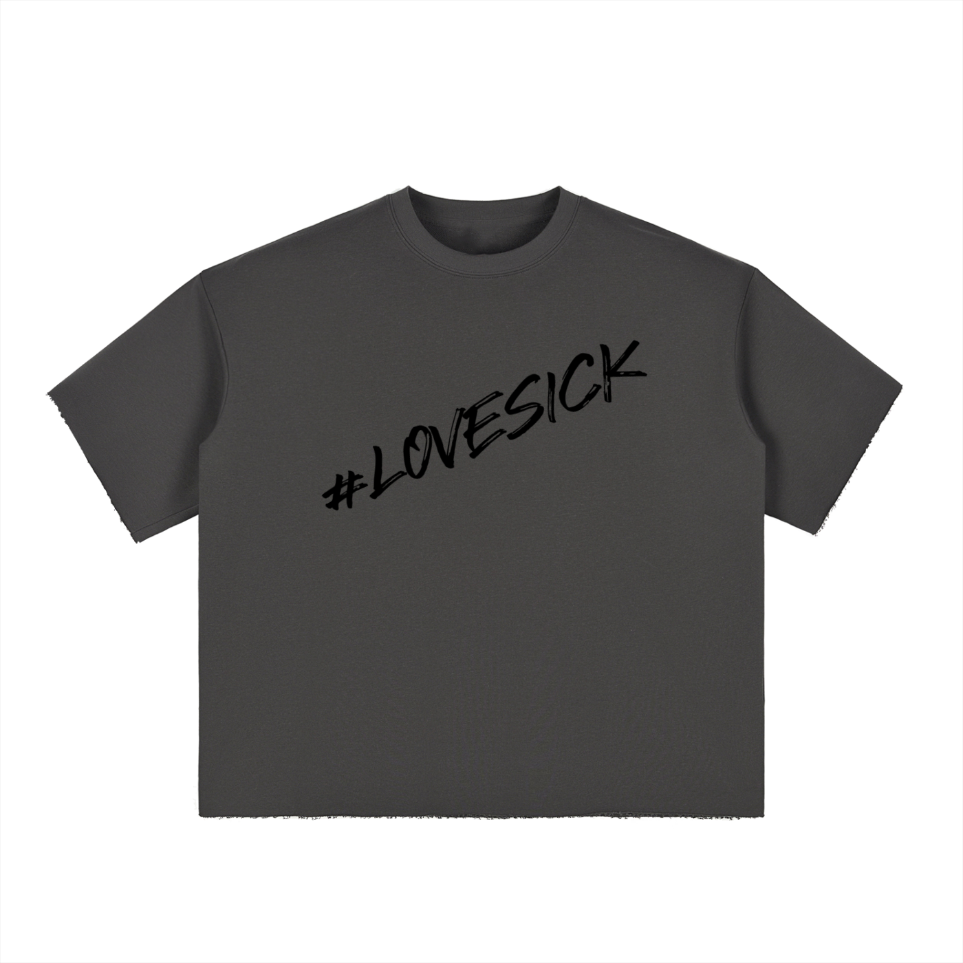 Boxy Half-Sleeve Raw-Edge T-Shirt