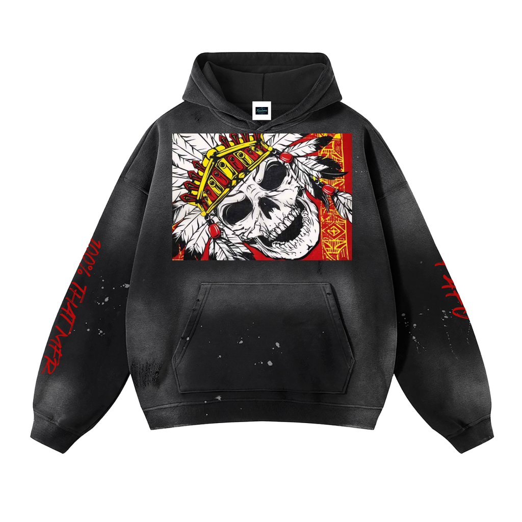 Vintage Washed Frayed Fleece Hoodie