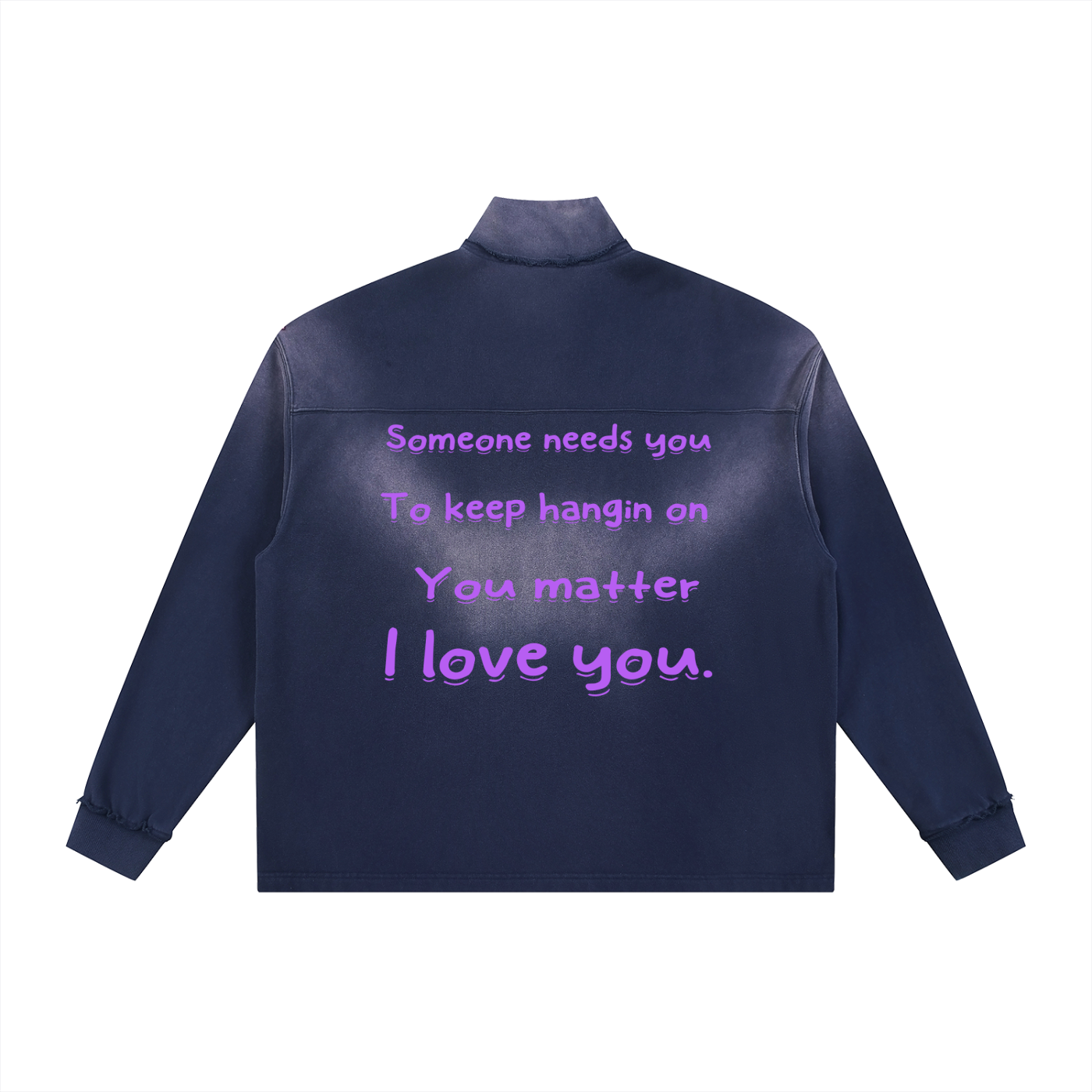 Sun Fade Raw Edge Quarter-Zip Sweatshirt