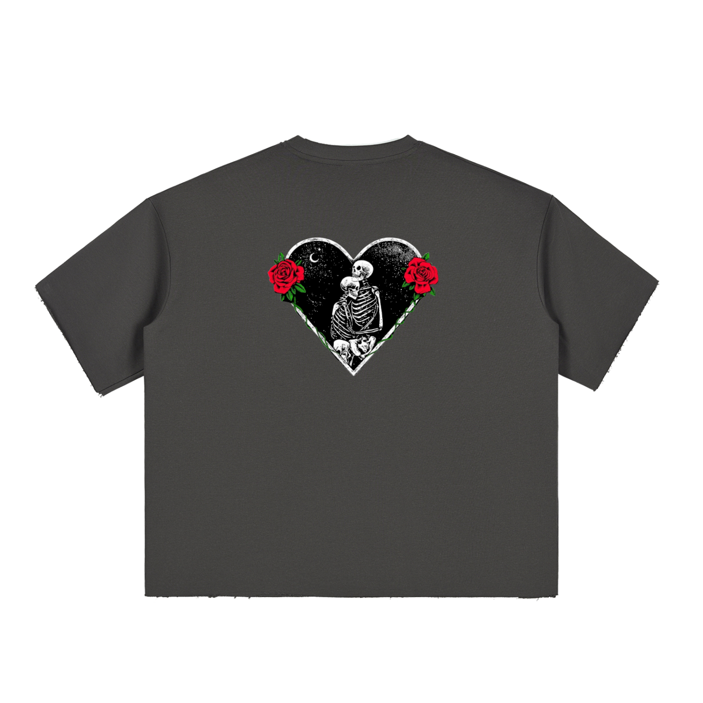 Boxy Half-Sleeve Raw-Edge T-Shirt