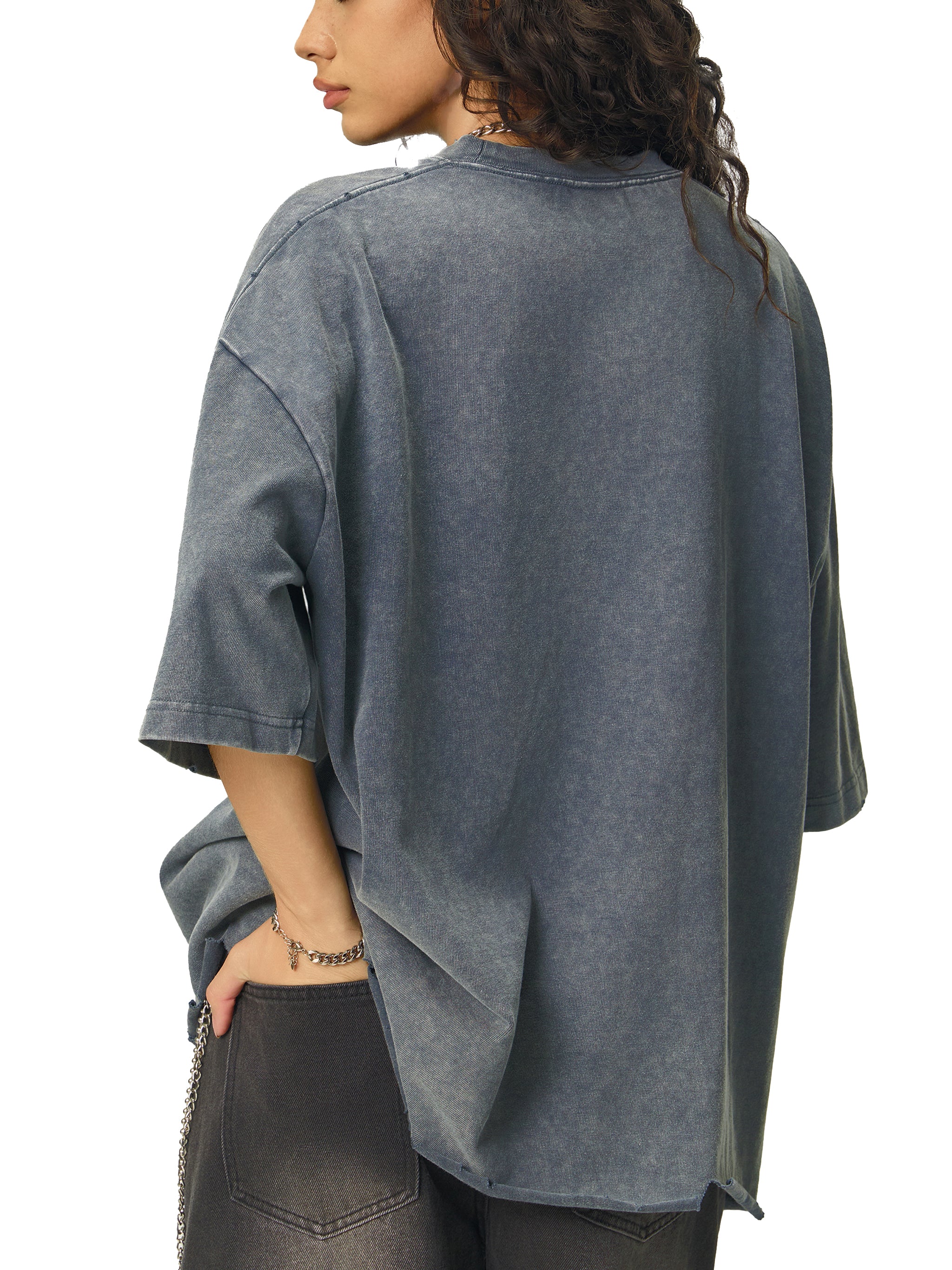 Snow Wash Raw-Hem Boxy T-shirt